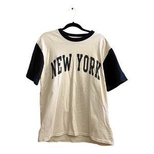 John Galt/ Brandy Melville Shirt Oversized Heavy Cotton New york black/white